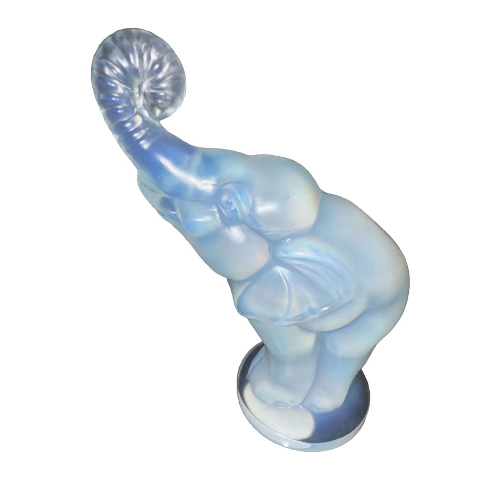 Vintage SABINO French 1930's Stylized Elephant Opalescent Art Deco Glass Statue